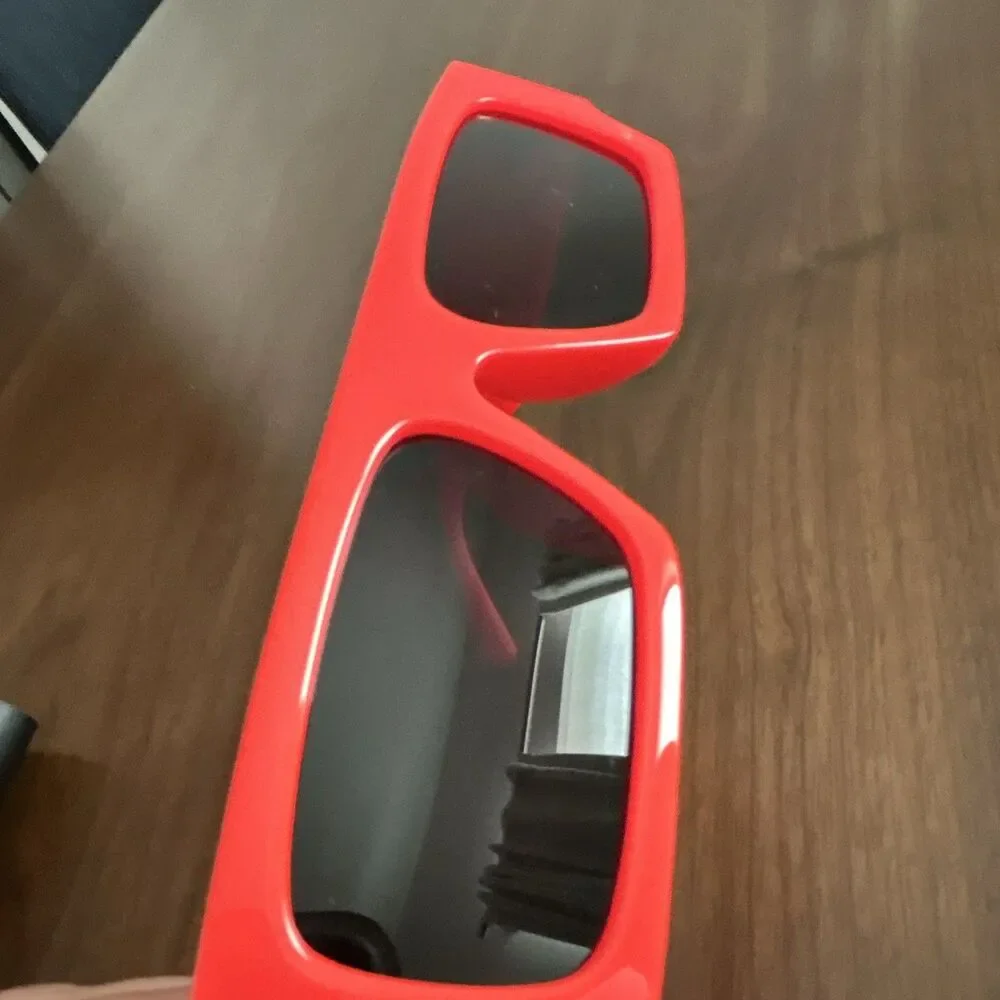 Louis Yapour  Rectangle Sunglasses Orange Plastic Frame/Black Tinted Lenses